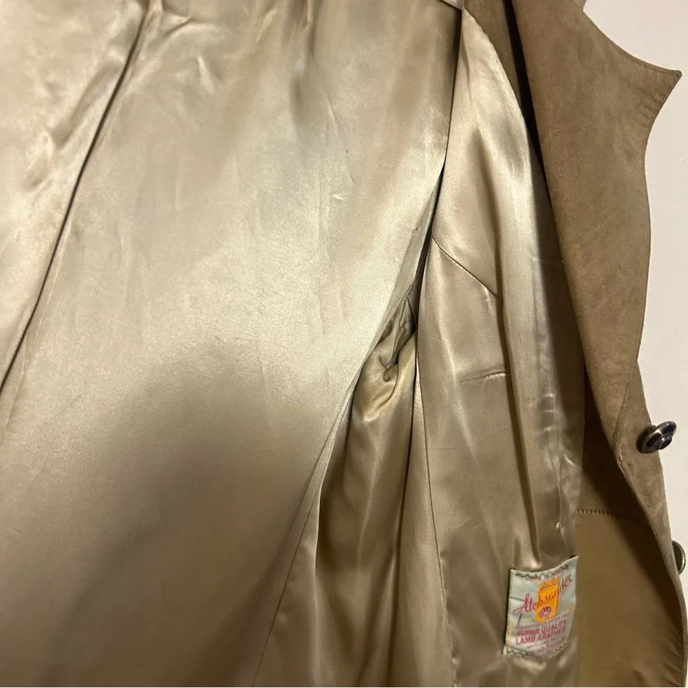 Vintage Aleksanders of Norway 70s M-L suede button jacket collar western boho - Picture 11 of 13